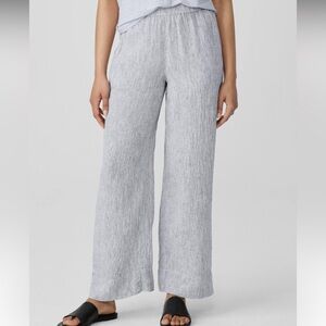 Elie Tahari 100% Linen Crinkle Wide-Leg Pant size medium lagenlook travel